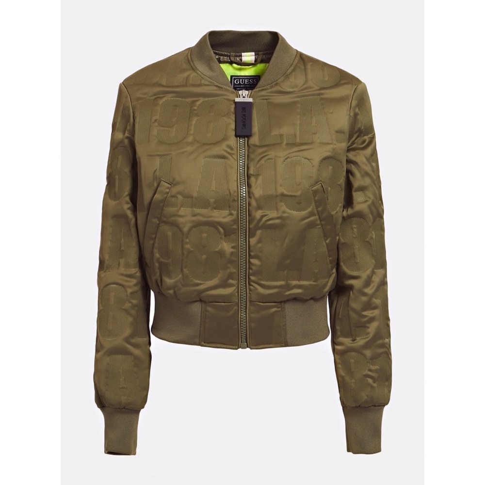 New GUESS All over logo bomber Jacket SZ S - Picture 5 of 12